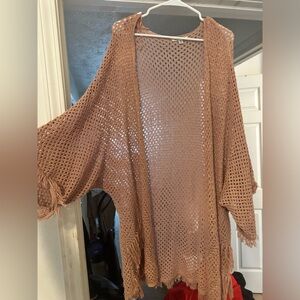 Dusty Rose Fringe Cardigan